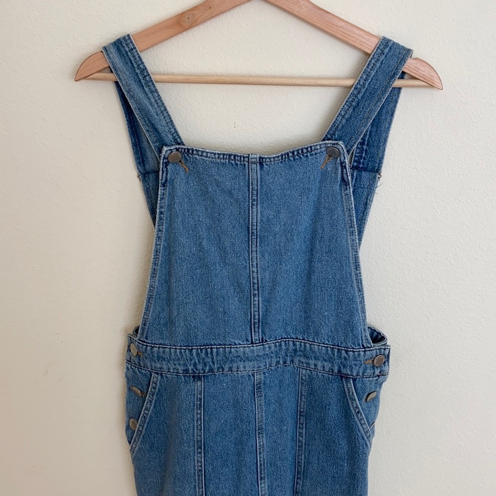 Miss Selfridge denim wide-leg cropped overalls